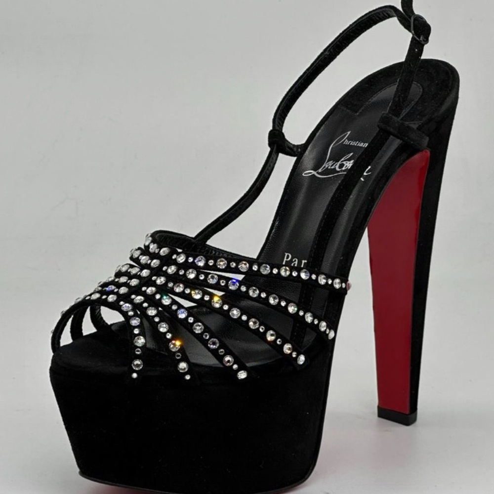 Christian Louboutin Vegastrassima Alta 160 Crystal Suede Platform Heels $1595